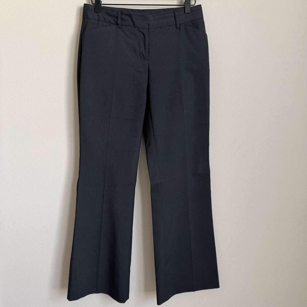 Vintage Y2K Express Womens Low-Rise Flare Trouser Gray Pinstripe Pants Size 0/S